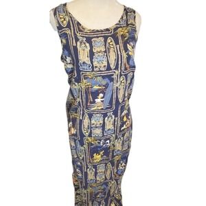 NWT Disney Store Y2K Vintage Tiki Mickey Mouse Hawaiian Vacation Maxi Dress M